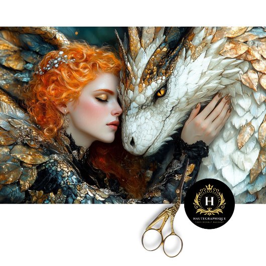 Golden Dragon Woman Fantasy Decoupage Tissuepapier