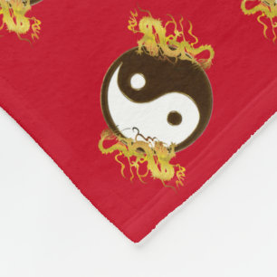 Golden Dragon Yin Yang Fleece Deken