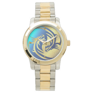 Golden Dragon Yin-Yang horloge