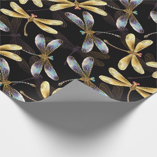 Golden Dragonflies Cadeaupapier (Hoek)