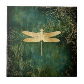Golden Dragonfly Ceramic Tile Tegeltje (Voorkant)