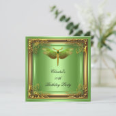Golden Dragonfly Elite Elegant Birthday Party Kaart (Staand voorkant)