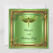 Golden Dragonfly Elite Elegant Birthday Party Kaart (Voorkant)