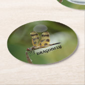 Golden Dragonfly  groen Ronde Kartonnen Onderzetter (Gebogen)