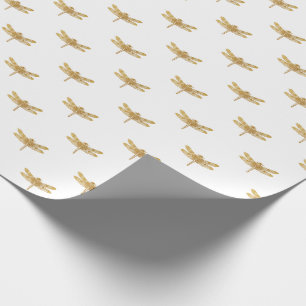 Golden Dragonfly Herhaal gouden metalen olie Cadeaupapier