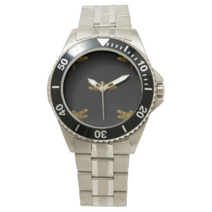 Golden Dragonfly Herhaal gouden metalen olie Horloge