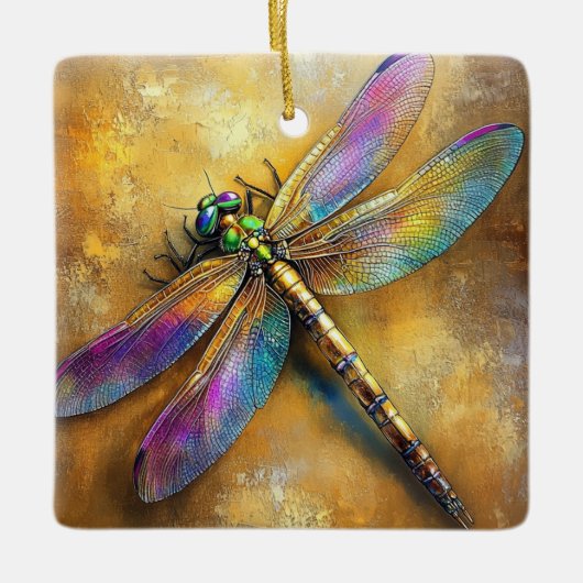 Golden Dragonfly Keramisch Ornament (Voorkant)