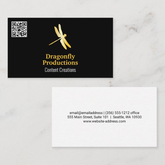 Golden Dragonfly Logo | Visitekaartje QR-code (Voorkant / Achterkant)