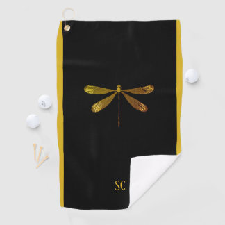 Golden Dragonfly met aangepaste tekst Golfhanddoek