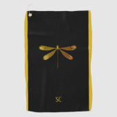 Golden Dragonfly met aangepaste tekst Golfhanddoek (Voorkant)
