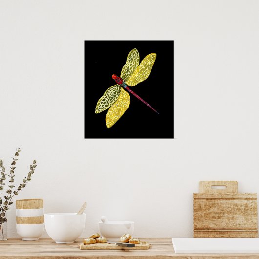 Golden Dragonfly Poster (Keuken)