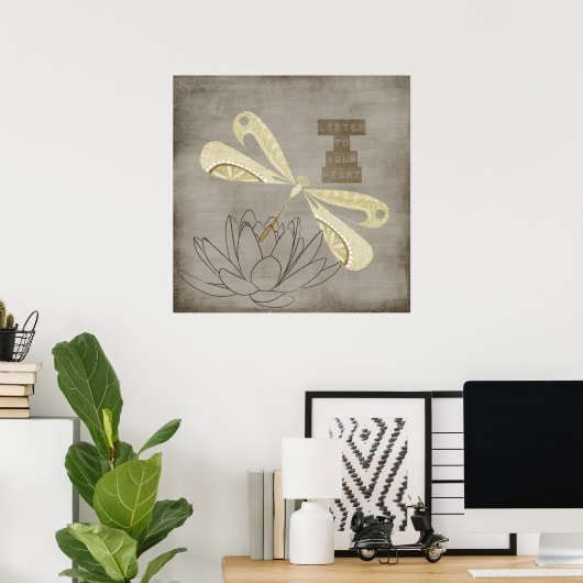 Golden Dragonfly Poster (Thuiskantoor)