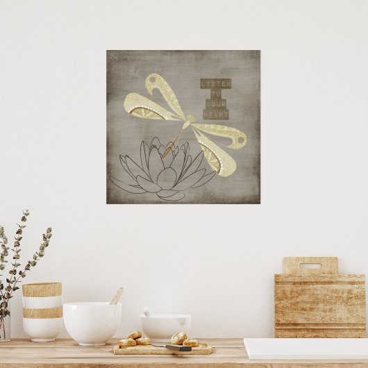 Golden Dragonfly Poster (Keuken)