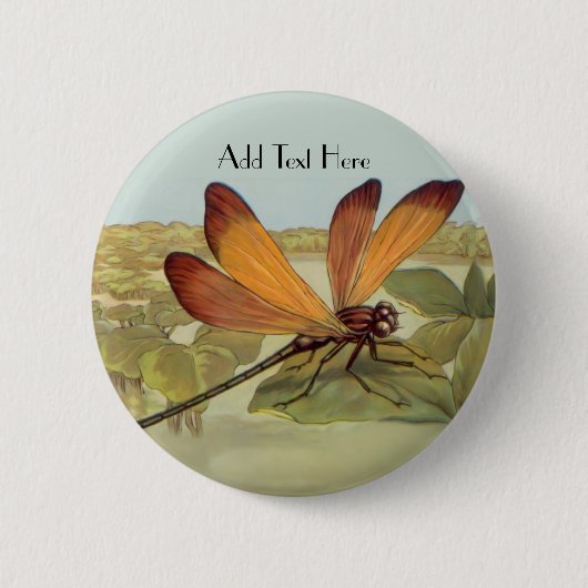 Golden Dragonfly Ronde Button 5,7 Cm (Voorkant)