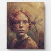 Golden Dragonfly Whisper – Warm Impressionist Oil Fotoplaat (Voorkant)