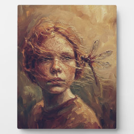 Golden Dragonfly Whisper – Warm Impressionist Oil Fotoplaat