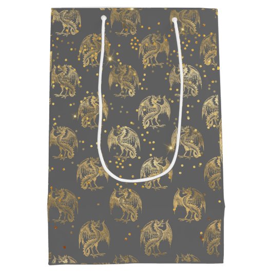 Golden Dragons en sterren Medium Cadeauzakje (Achterkant)