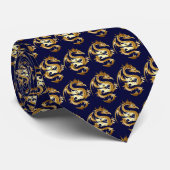 Golden Dragons op Deep Blue Stropdas (Opgerold)