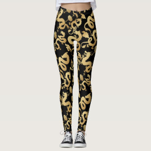 Golden Dragons Patroon Zwart BG Leggings