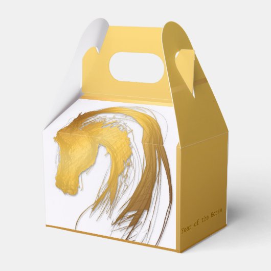 Golden Drawing Paard Jaar Zodiac Gable Favor Box Bedankdoosjes (Achterkant)