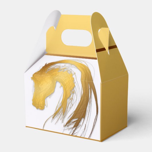 Golden Drawing Paard Jaar Zodiac Gable Favor Box Bedankdoosjes (Voorkant Zijde)