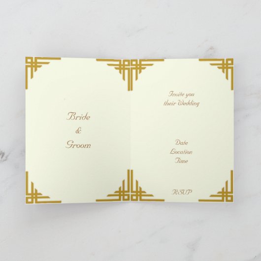 Golden Dream bruiloft uitnodiging Kaart (Binnen)