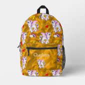 Golden Dreams betoverde eenhoorns goud Bedrukte Rugzak (Voorkant)