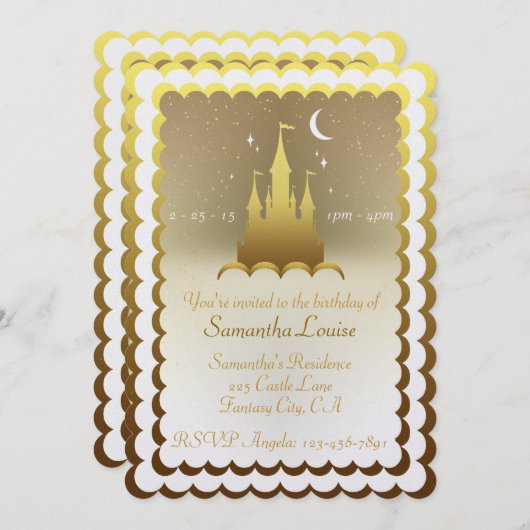 Golden Dreamweaver Castle in the Clouds Birthday Kaart (Voorkant / Achterkant)