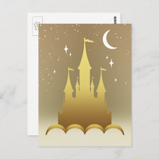 Golden Dreamweaver Castle in the Clouds Starry Moo Briefkaart (Voorkant / Achterkant)