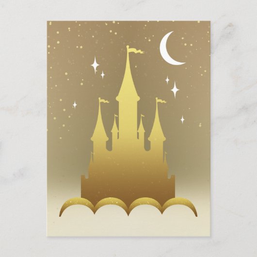 Golden Dreamweaver Castle in the Clouds Starry Moo Briefkaart (Voorkant)