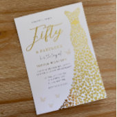 Golden Dress 50th and Fabulous 50th Birthday Party Folie Uitnodiging