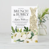 Golden Dress Brunch & Bubble Vrijgezellenfeest Kaart (Staand voorkant)