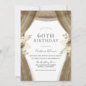 Golden Dress Flowers Elegant 60th Birthday Party Kaart (Achterkant)
