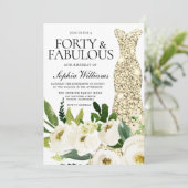 Golden Dress Forty & Fabulous 40th Birthday Kaart (Staand voorkant)