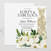 Golden Dress Forty & Fabulous 40th Birthday Kaart (Voorkant / Achterkant)