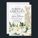 Golden Dress Forty & Fabulous 40th Birthday Kaart<br><div class="desc">Golden Dress Forty & Fabulous 40th Birthday Party Invitation Beauful White Champagne Floral Zie bijbehorend collectie in Niche en Nest Store Veel bedankt</div>