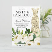 Golden Dress Sixty & Fabulous 60th Birthday Kaart (Staand voorkant)