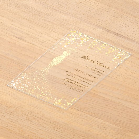 Golden Dress Vrijgezellenfeest Acryluitnodiging Acryl Uitnodigingen (Laagn)