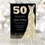 Golden Dress Womans 50th Birthday Party Black Kaart<br><div class="desc">Black & Golden Sparkle Dress Womans 50th Birthday Party Invitation Variations to the uitnodiging and matching items in onze winkel</div>