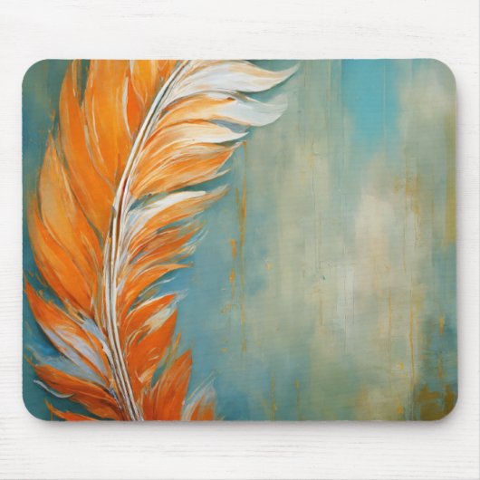 Golden Drift Feather Art Mousepad Muismat (Voorkant)