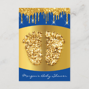 Golden Drift Royal Blue Baby shower Feet Boy Kaart
