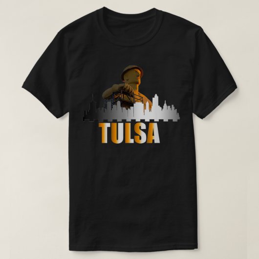 Golden Driller of Tulsa Oklahoma en Tulsa T-shirt (Design voorkant)