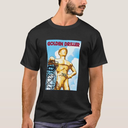  Golden Driller Tulsa Oklahoma standbeeld T-shirt (Voorkant)