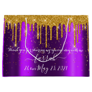 Golden Drip Sweet16th Violet Bridal Paars Groot Cadeauzakje
