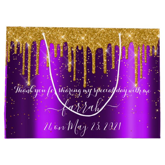 Golden Drip Sweet16th Violet Bridal Paars Groot Cadeauzakje (Achterkant)