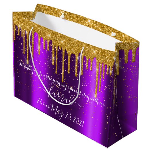 Golden Drip Sweet16th Violet Bridal Paars Groot Cadeauzakje (Achterkant Gekanteld)