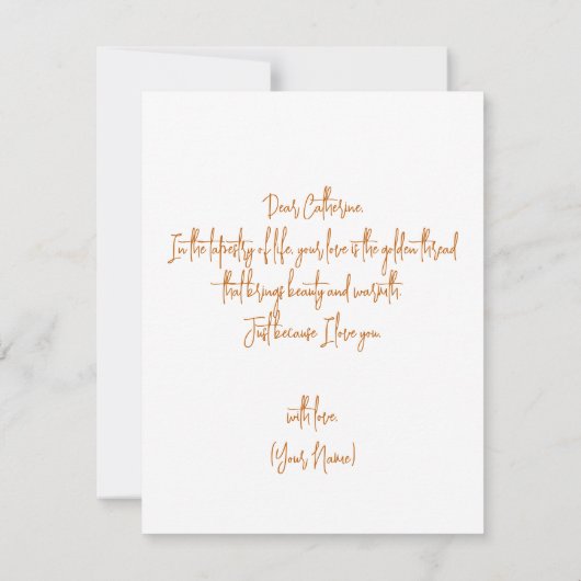 Golden Dripping Heart Gewoon omdat ik van je hou Kaart (Achterkant)