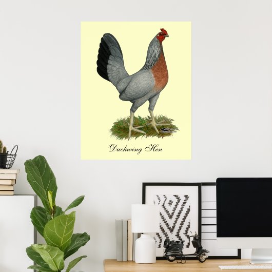 Golden Duckwing Hen Poster (Thuiskantoor)