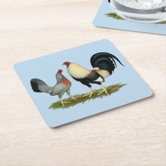 Golden Duckwing Kippen Kartonnen Onderzetters (Schuin)