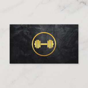 Golden Dumbbell Weight Logo Visitekaartje